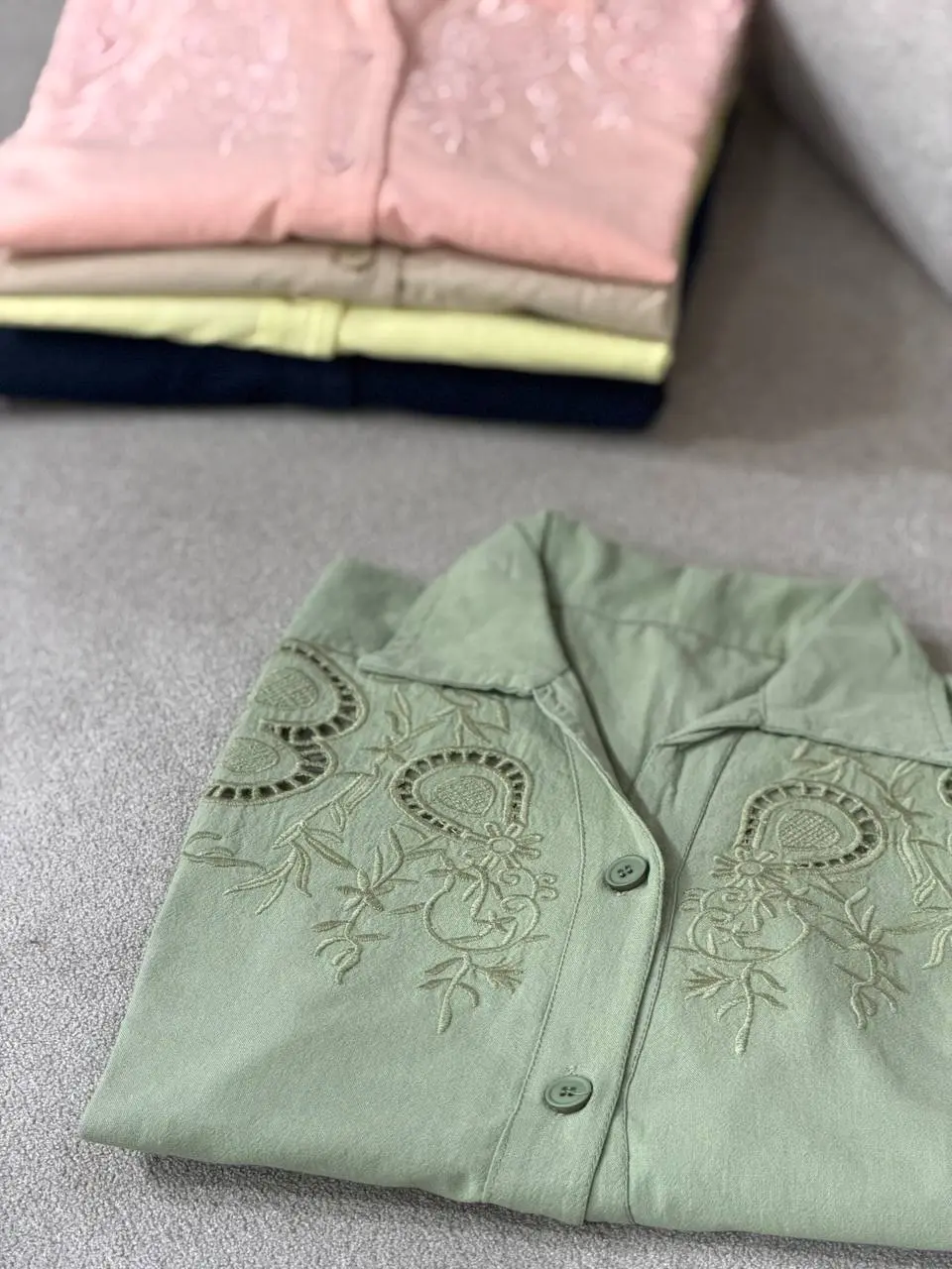 تونیک مانتویی لینن سوزندوزی مهدیس